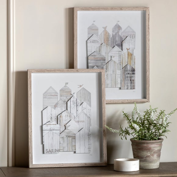 Cedar and Sage Set of 2 Beach Hut Portrait Framed Prints