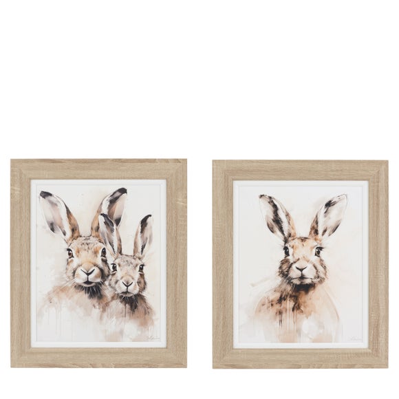 Cedar and Sage Set of 2 Rabbit Family Framed Canvases