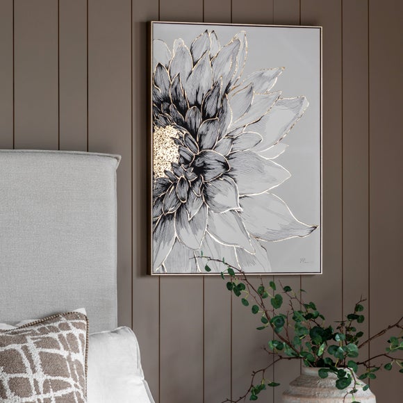 Cedar and Sage Floral Dahlia Study Framed Canvas