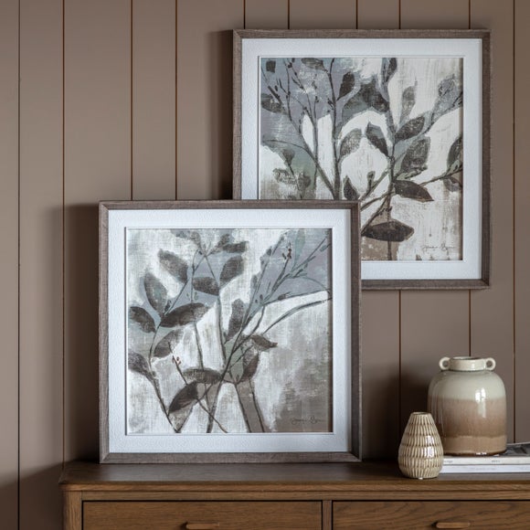 Cedar and Sage Set of 2 Botanical Form Framed Canvases
