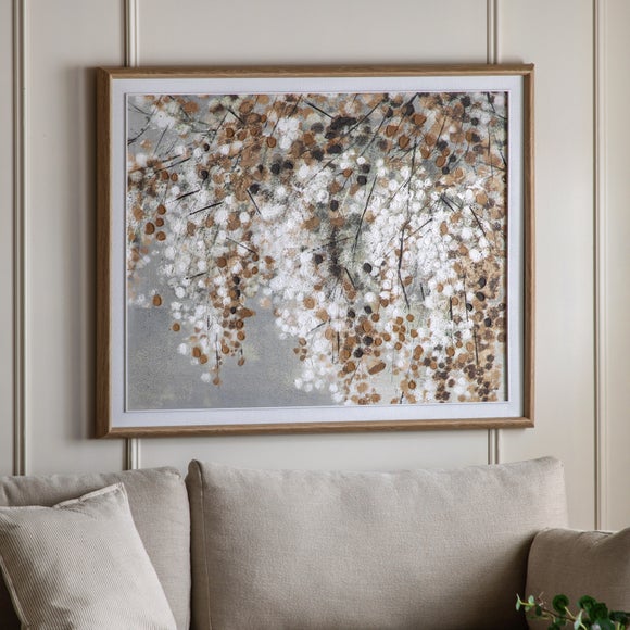 Cedar and Sage Soft Abstract Falling Framed Canvas