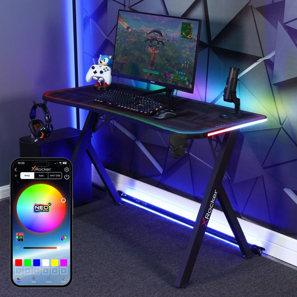 Photo 1 of Return - X Rocker Lumio Compact Led Gaming Desk