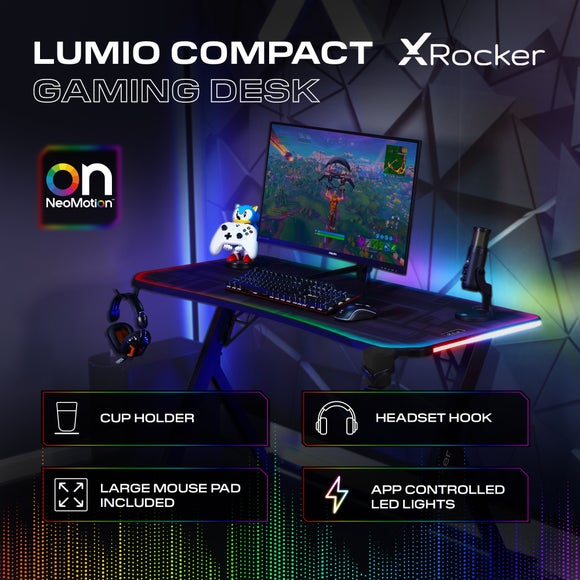 Photo 2 of Return - X Rocker Lumio Compact Led Gaming Desk