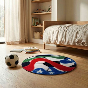 Marvel Printed Colourful Football Washable Rug