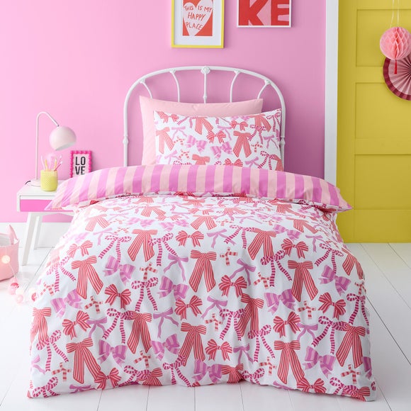 Bedlam Bow and Stripes Reversible Duvet Cover & Pillowcase Set