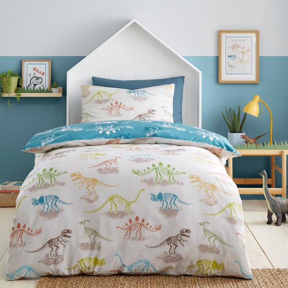 Bedlam Skeleton Dino Reversible Duvet Cover & Pillowcase Set