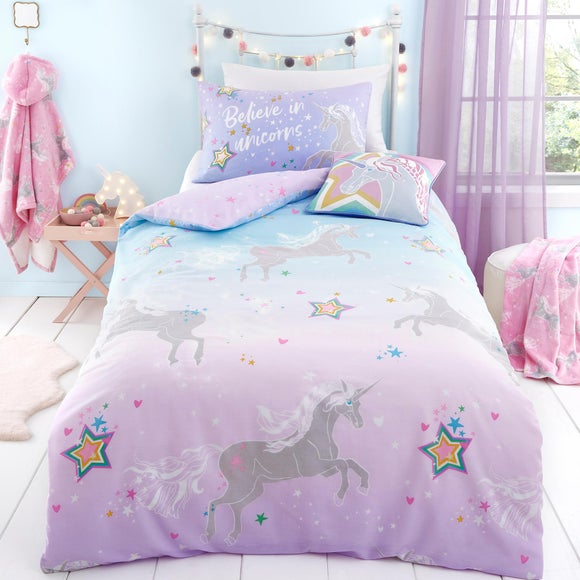 Bedlam Ombre Unicorn Glow in the Dark Duvet Cover & Pillowcase Set