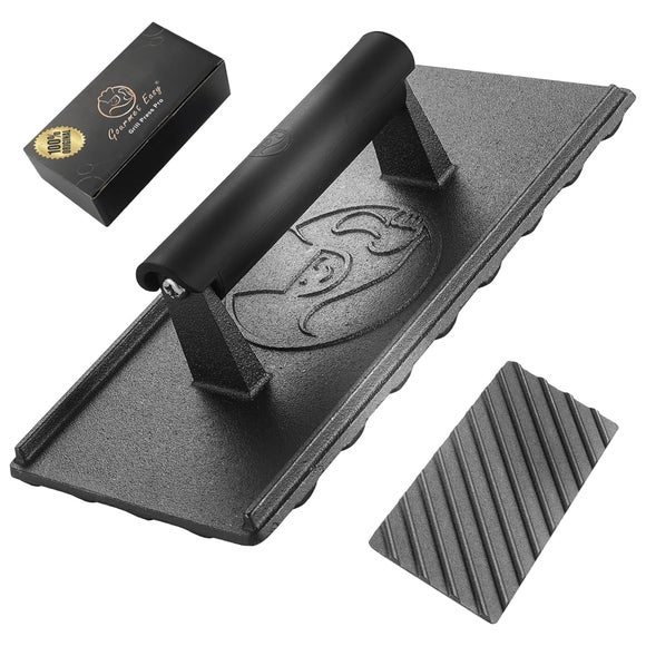 Gourmet Easy Cast Iron Bacon and Burger Press