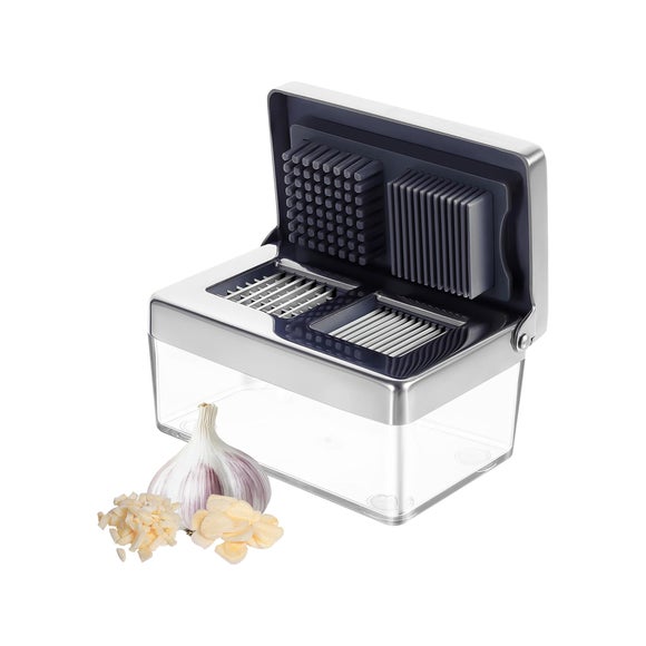 Gourmet Easy Stainless Steel 2 in 1 Garlic Press and Super Thin Slicer