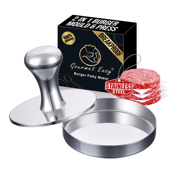 Gourmet Easy 2 in 1 Stainless Steel Burger Press and Patty Maker