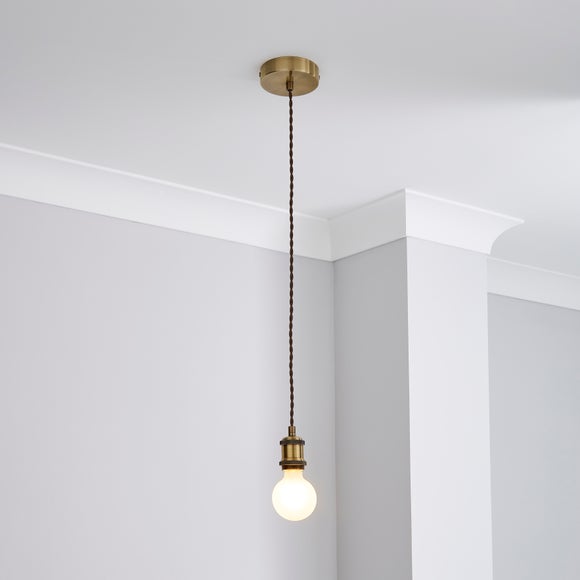 Return - Charlie Industrial Adjustable Pendant Flex Ceiling Light Cable Antique Brass