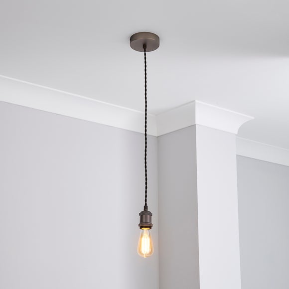 Return - Charlie Industrial Adjustable Pendant Flex Ceiling Light Cable Pewter