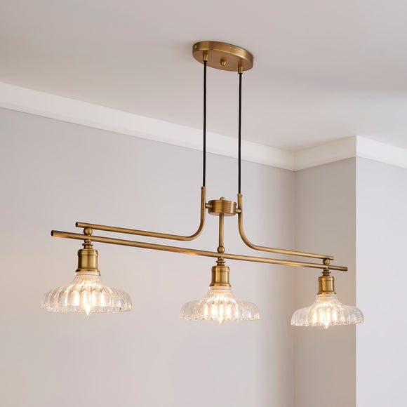 Return - Colt Antique Brass 3 Light Diner Ceiling Light