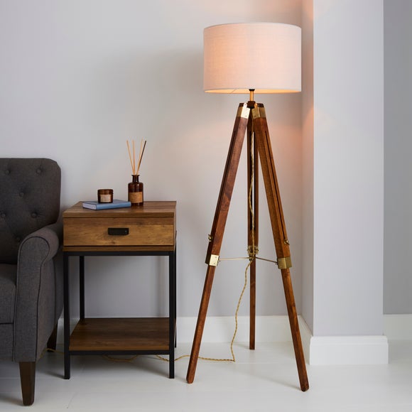 Return - Trio Tripod Floor Lamp Natural Brown