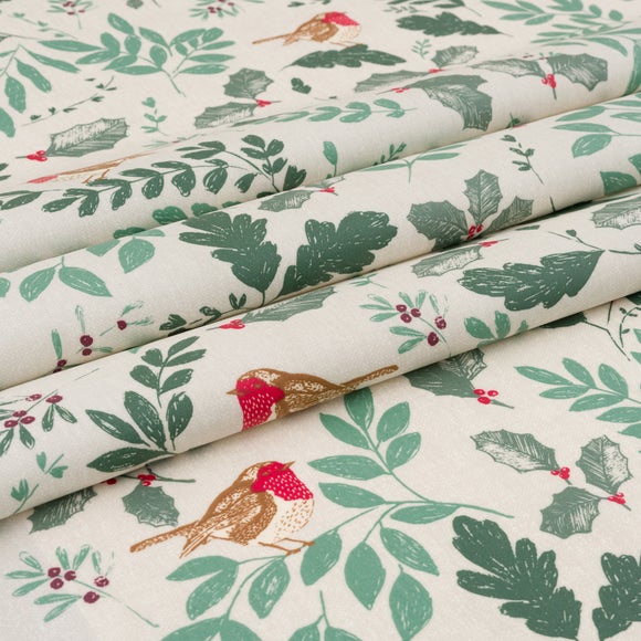 By the Metre Christmas Holly PVC