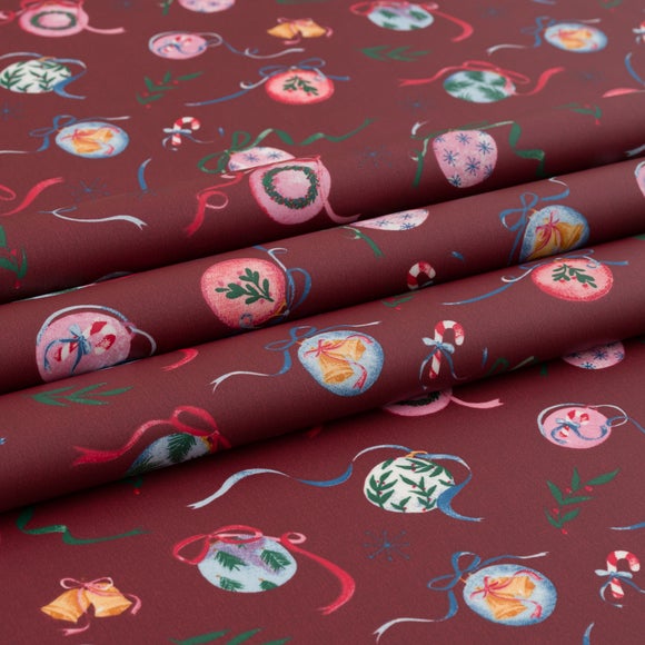 By the Metre Christmas Baubles PVC