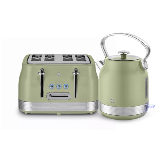 View Swan Retro 1.7l Kettle And 4 Slice Toaster Set View Swan Retro 1.7l Kettle And 4 Slice Toaster Set