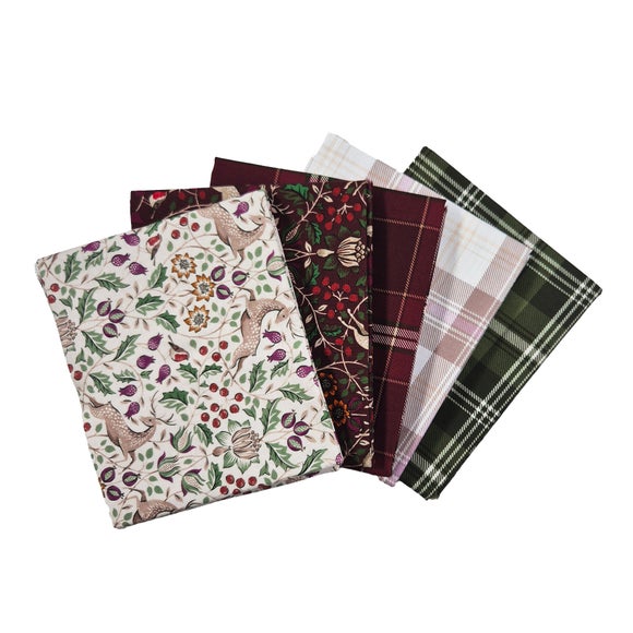 Pack of 5 Heritage Stag and Check Fat Quarters