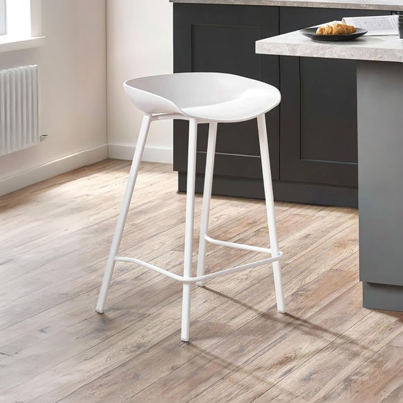Return - Renzo Set Of 2 Metal Bar Stools, White
