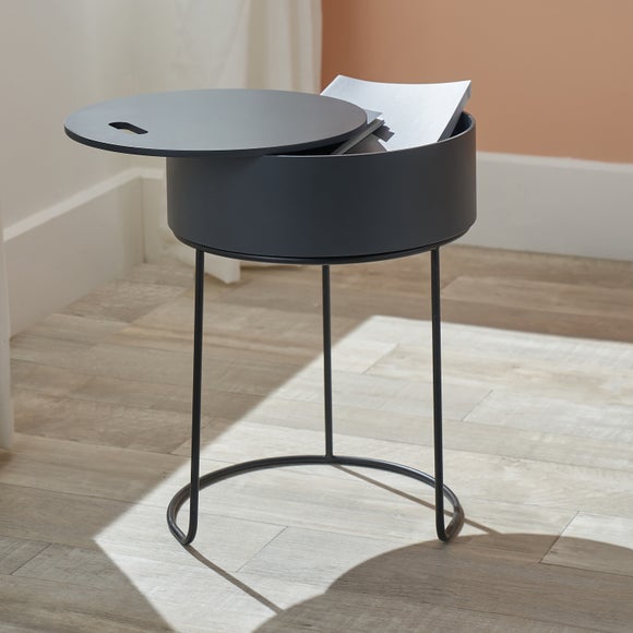 Return - Hugo Storage Side Table, Dark Grey