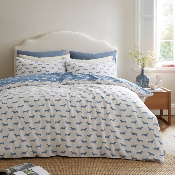 Emily Bond Brushed Peggy Daschund 100% Cotton Duvet Cover & Pillowcase Set