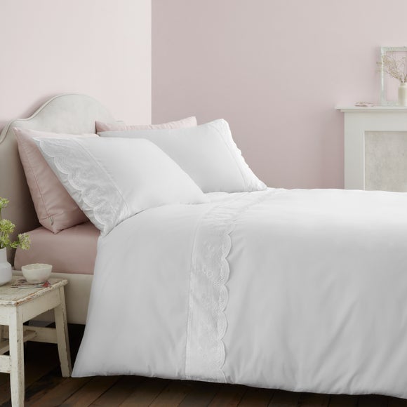 Bianca Fine Linens Elise Lace 100% Cotton Duvet Cover & Pillowcase Set