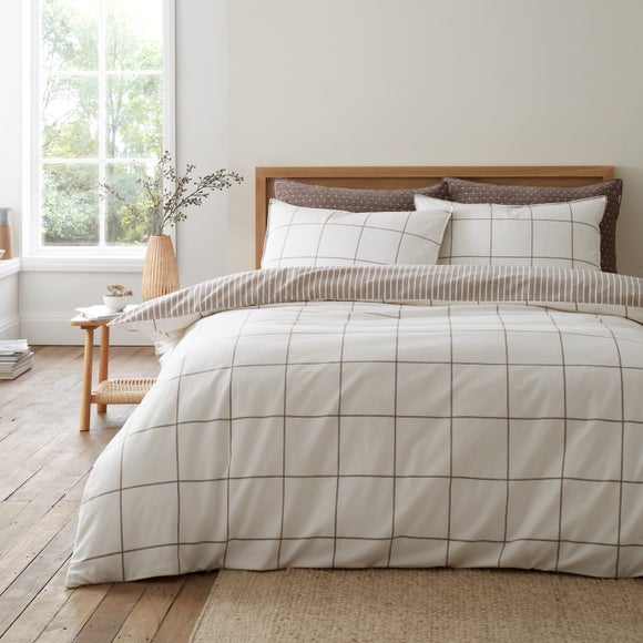 Bianca Fine Linens Regal Check 100% Brushed Cotton Duvet Cover & Pillowcase Set