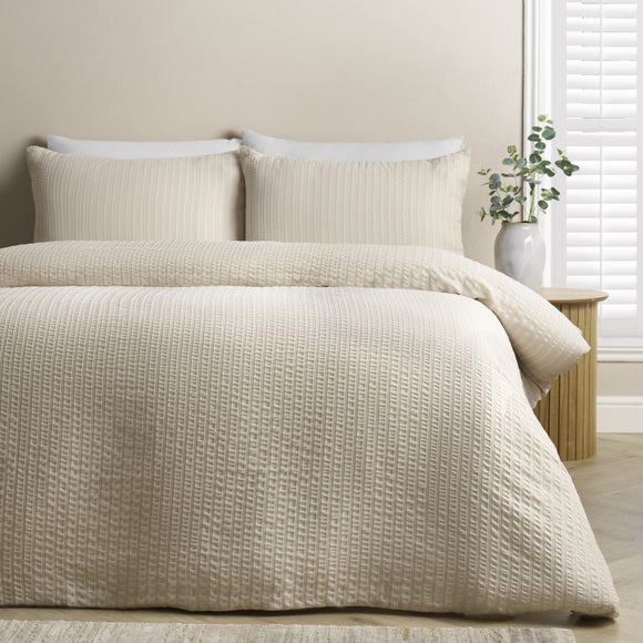 Catherine Lansfield Stripe Seersucker Duvet Cover & Pillowcase Set