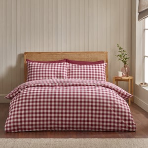 Catherine Lansfield Gingham 100 Brushed Cotton Duvet Cover & Pillowcase Set