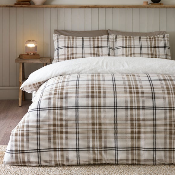 Photos - Bed Linen Catherine Lansfield Cosy Ribbed Check Duvet Cover & Pillowcase Set Super King 