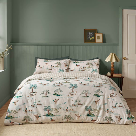 Catherine Lansfield Mallards 100% Brushed Cotton Duvet Cover & Pillowcase Set