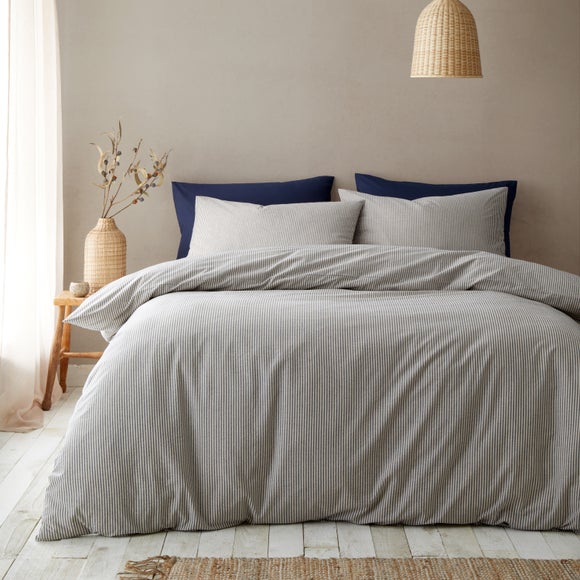 Pineapple Elephant Cotton Rich Narrow Woven Stripe Duvet Cover & Pillowcase Set