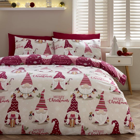 Catherine Lansfield Christmas Gnomes Polycotton Duvet Cover & Pillowcase Set