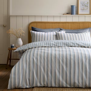 Emily Bond Brushed Somerset Stripe 100 Cotton Duvet Cover & Pillowcase Set