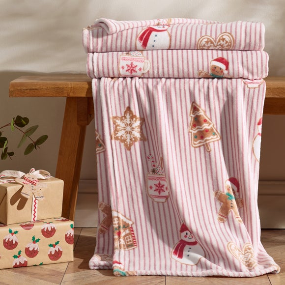 Catherine Lansfield Christmas Gingerbread Stripe Throw
