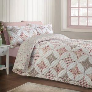 Catherine Lansfield Pinsonic Patchwork Duvet Cover & Pillowcase Set