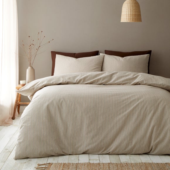 Pineapple Elephant Cotton Rich Narrow Woven Stripe Duvet Cover & Pillowcase Set