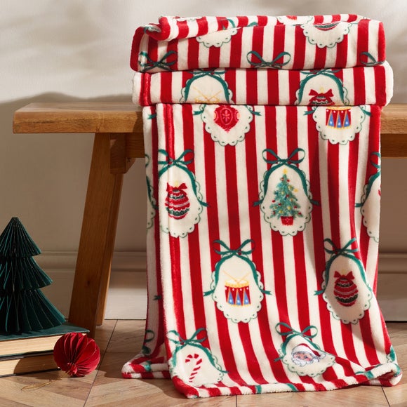 Catherine Lansfield Christmas Vintage Stripe Throw