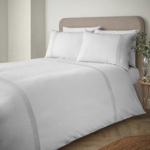 Catherine Lansfield Pintuck Easy Iron Polycotton Percale Duvet Cover & Pillowcase Set