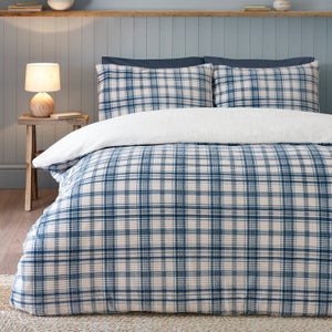 Catherine Lansfield Cosy Ribbed Check Duvet Cover & Pillowcase Set