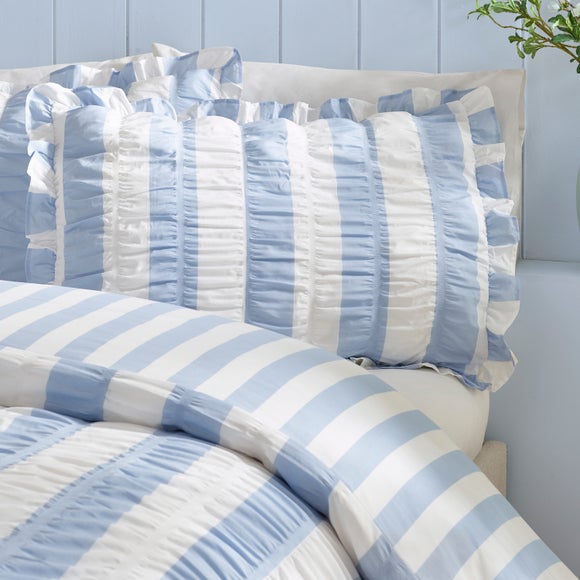 Photo 3 of Catherine Lansfield Seersucker Frill Stripe Polycotton Duvet Cover & Pillowcase Set Photo 3 of Catherine Lansfield Seersucker Frill Stripe Polycotton Duvet Cover & Pillowcase Set