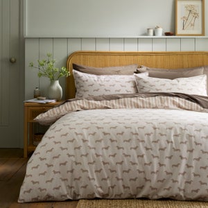 Emily Bond Brushed Peggy Daschund 100 Cotton Duvet Cover & Pillowcase Set