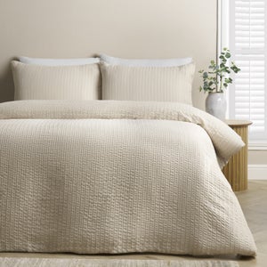Catherine Lansfield Stripe Seersucker Duvet Cover & Pillowcase Set