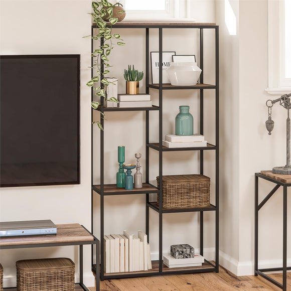 Return - Quincy 5 Shelf Bookcase, Weathered Oak