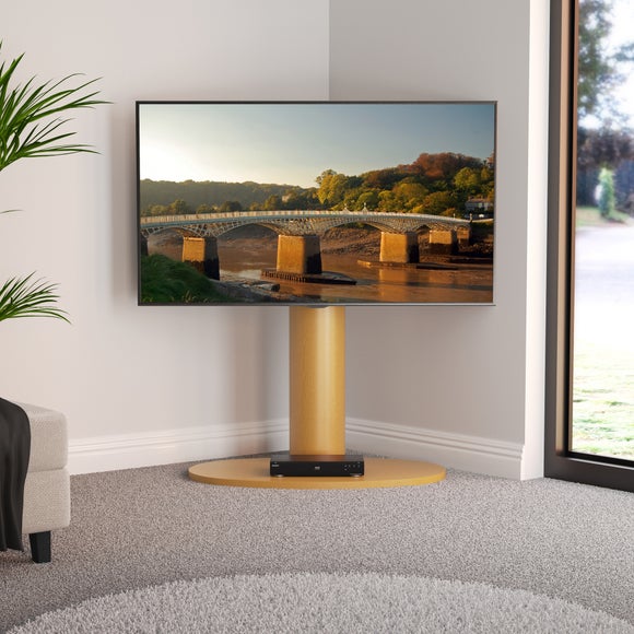 Return - AVF Wooden Column TV Stand for TVs up 65”, Oak