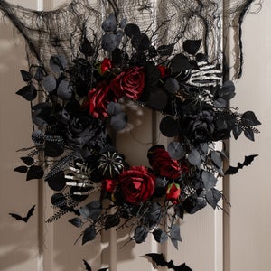 Black And Red Artificial Rose Wreath