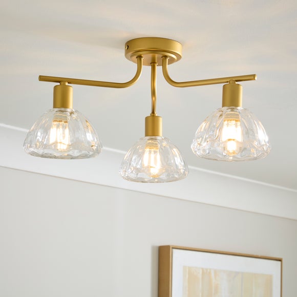 Peggy Mid Century 3 Light Semi Flush Ceiling Light