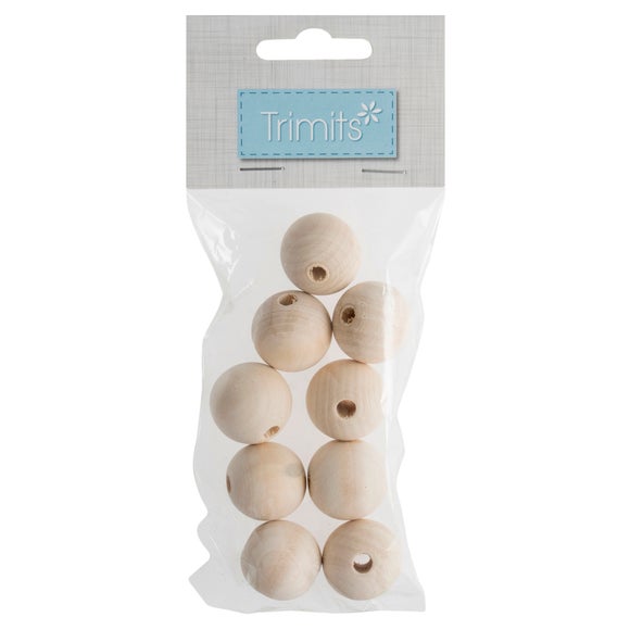 Trimits Pack of 9 Wooden Round Beads