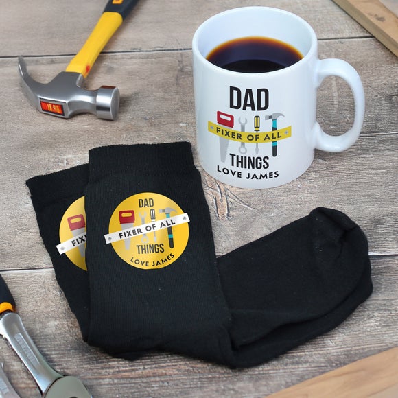 Personalised Fixer of All Things Mug and Socks Set