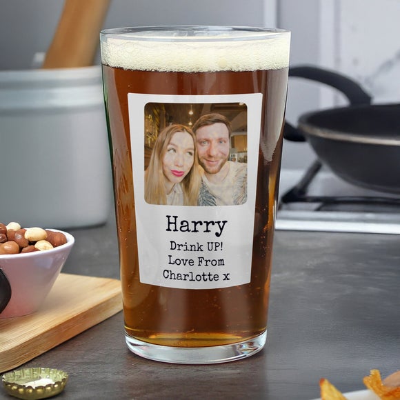 Personalised Polaroid Photo Beer Glass